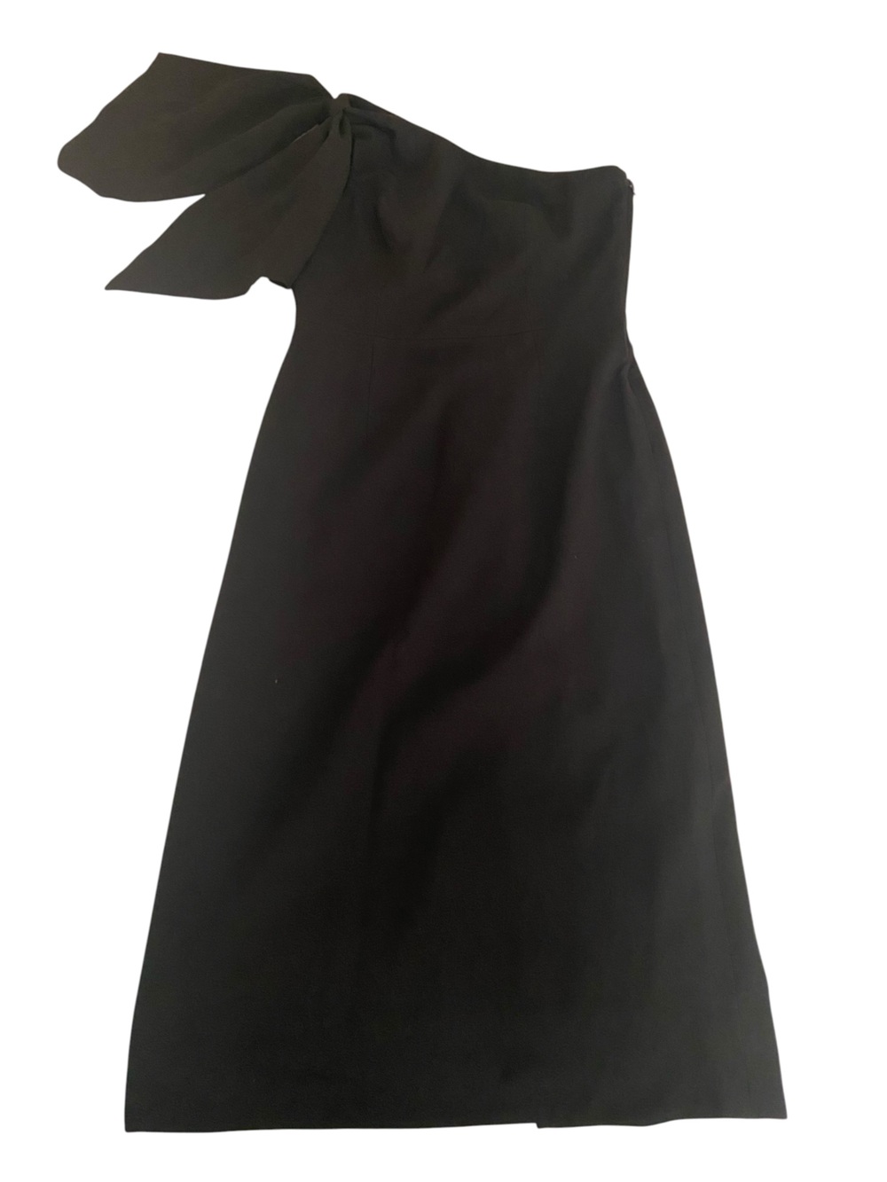 DRESS THE POPULATION BLACK ONE SHOULDER BOW DRESS SIZE MEDIUM